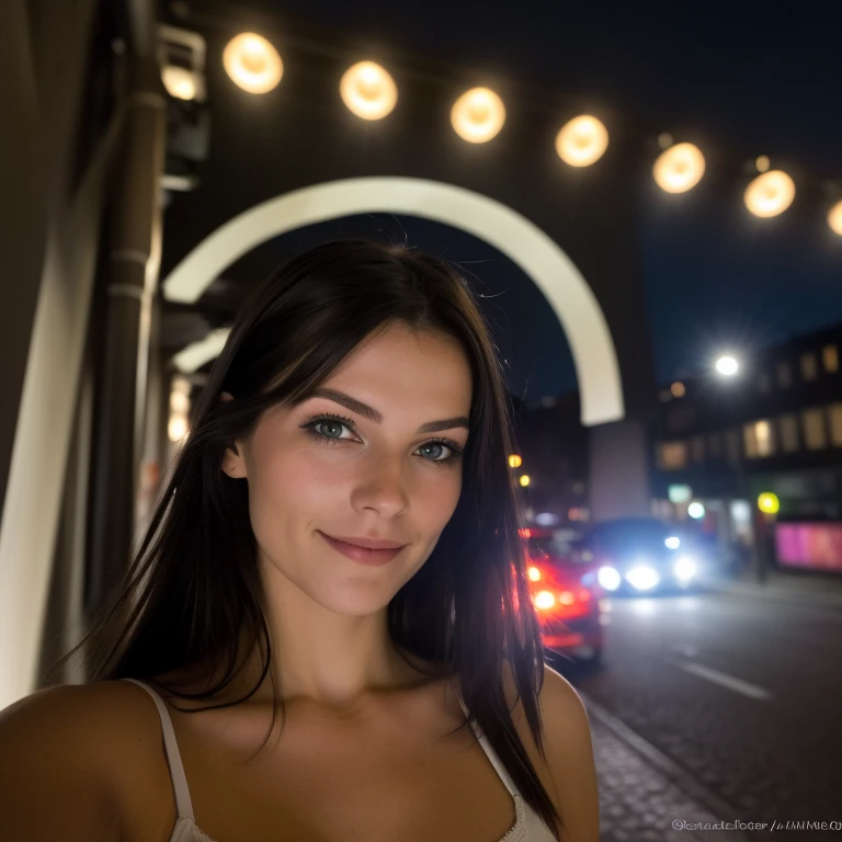 (Selfie, Draufsicht: 1.4), (gerade hole body: 1.4), (sitzen im Stuhl:1.4) RAW UHD portrait photo of a 28-year-old with black hair (green-eyed woman) in Sportbekleidung Small breasts,, Stadt bei Nacht, cafe bei nacht (Felsen), (Ausschnitt), Einzelheiten (Gewebe! , Haar! , Glitzer, Farbe!! , Benachteiligungen: 1.1), Shiny eyes with a high level of detail (Blick in die Kamera), SLR-Beleuchtung, Spiegelreflexkamera, Ultra quality, Sharpness, depth of field, Filmkorn (Mitte), Fujifilm XT kristallklar, Rahmenmitte, pretty face, Scharfer Fokus, Strassenlicht, Neonbeleuchtung, bokeh (schwach beleuchtet), Nacht, (Nachthimmel), Detaillierte Hautporen, oily skin, Sonnenbrand, Komplexe AugenEinzelheiten, hole body, Small breasts, leichte Sommersprossen auf der Nase, Sehr detailliertes Gesicht