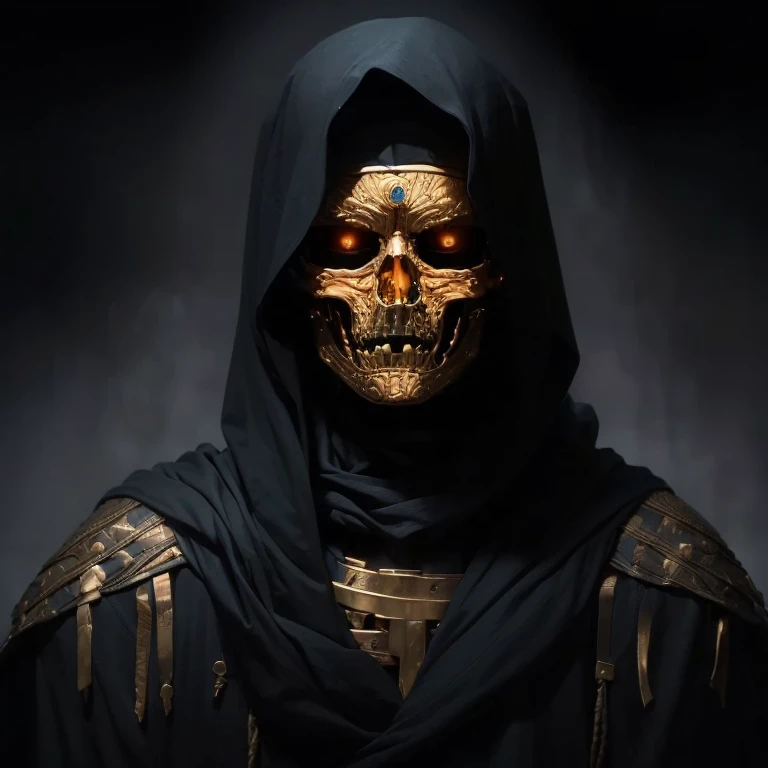 (best quality, 8K, ultrarealistic, high resolution, intricate details:1.4), (analog, soft lighting, HDR, depth of field:1.4), skeleton grim reaper claiming souls, horror, black cloak with raised gold symbols, 