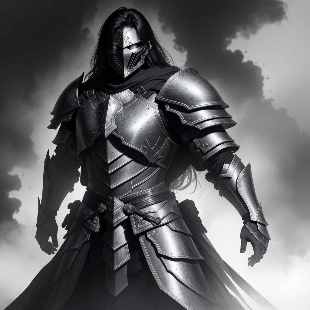 powerful big armor
masterpiece, highly detailed 8k photorealistic raw photography, best quality, low lighting and shadows a man with spectral armor of black and white tones, surrounded by a mysterious and enigmatic aura, spectral background, white eyes, white fire comes out of his armor, black and white fire comes out around the armor, the armor is black and white , the background is an abyss with color, the armor is wearing a long tunic, the armor is large and burly