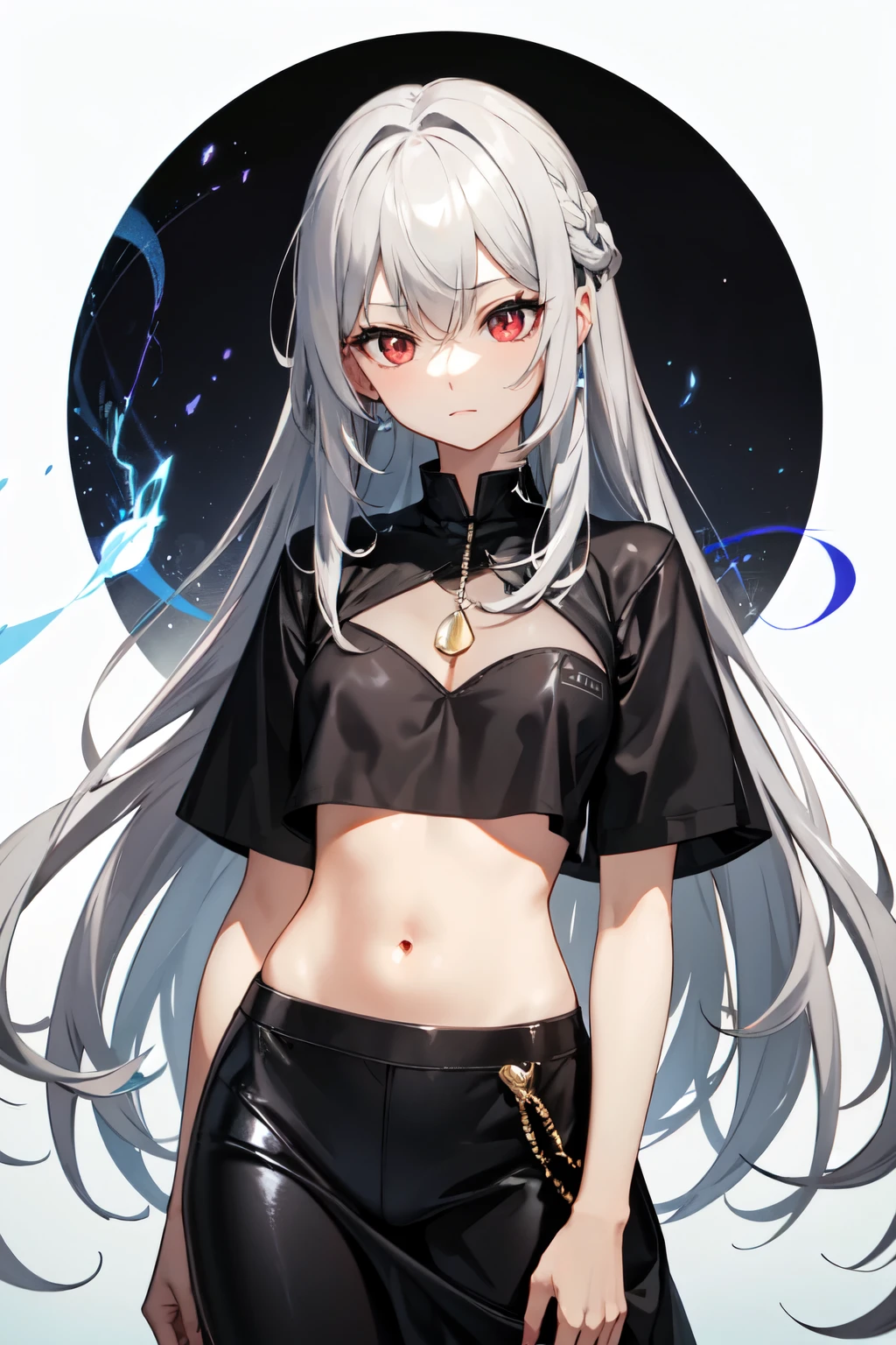 Gray Hair、Red Eye、female、cool、magic