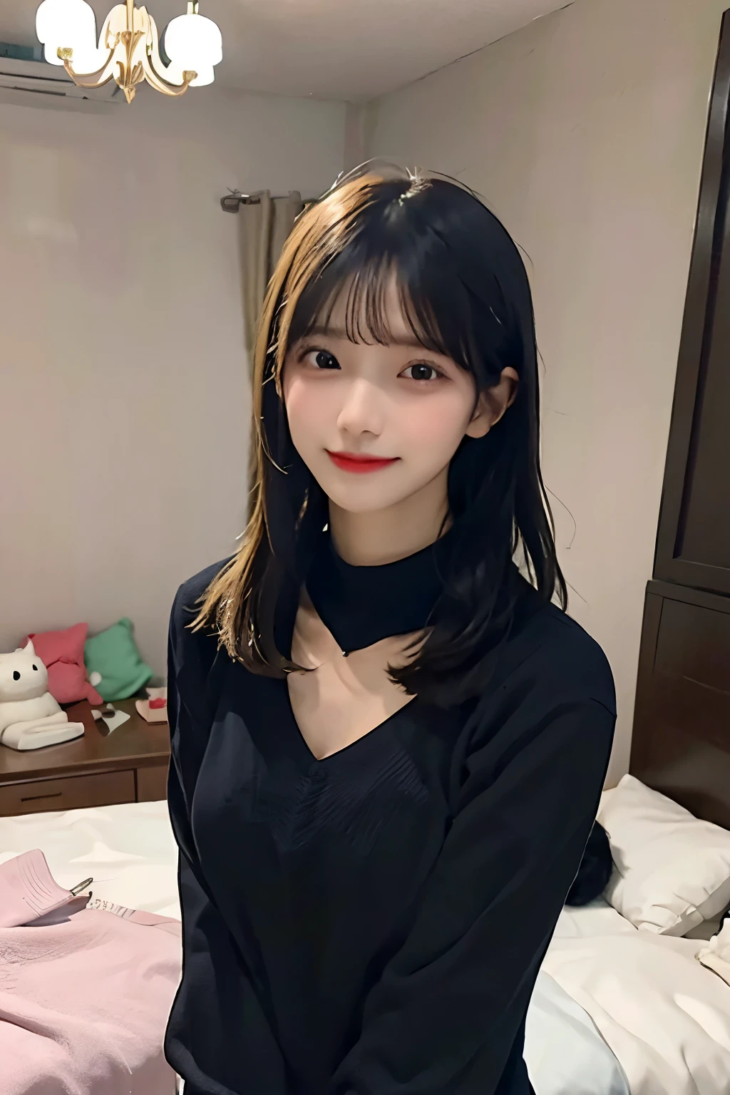 Dress short, Indonesia girl, soft dream, hight quality, 8k, pemandangan kota malam, malam hari, tengah malam, sepi, sunyi, di dalam kamar, kamar tidur, lampu mati, gelap, kamar gelap, ((kamar gelap, hanya lampu belajar yang menyala)), menatap ke jendela