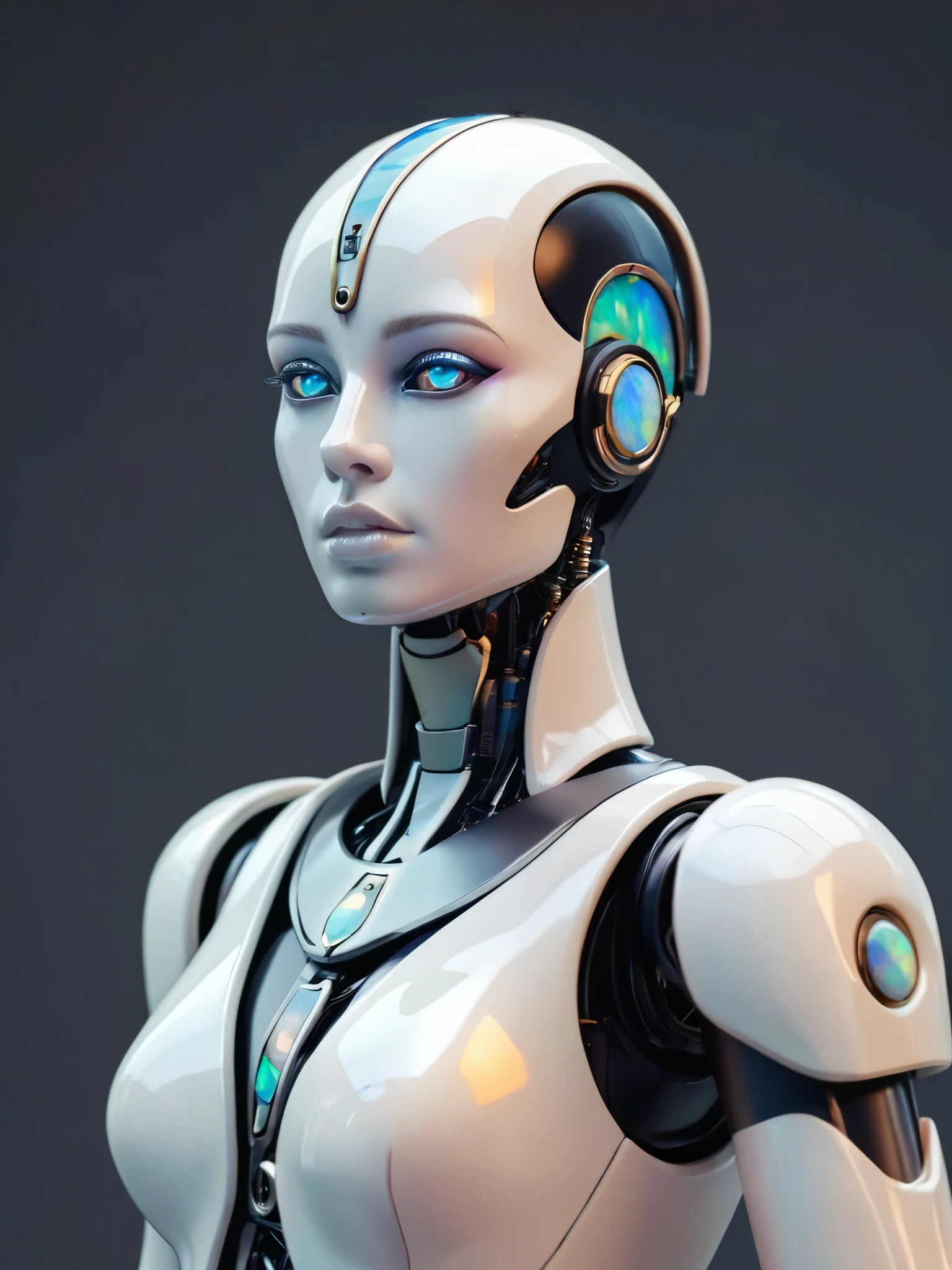 ral-opal, meahophontron, full body, woman robot face, egypt themed, looking at camera.