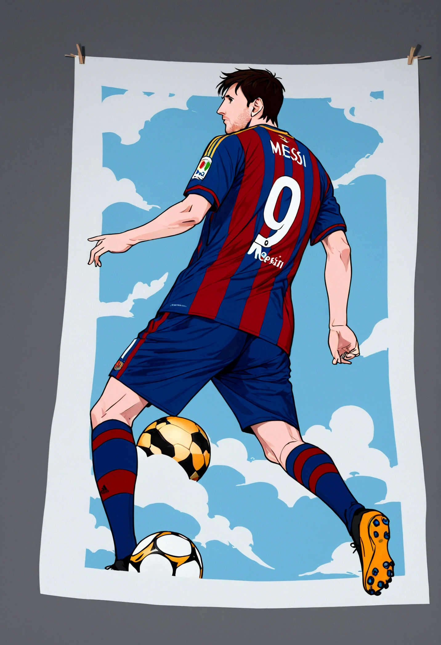 Lionel Messi , futbolista , (( Image without anomalies )) , Standard Scenario , mejor calidad , better resolution , obra maestra, Camiseta celeste y blanca