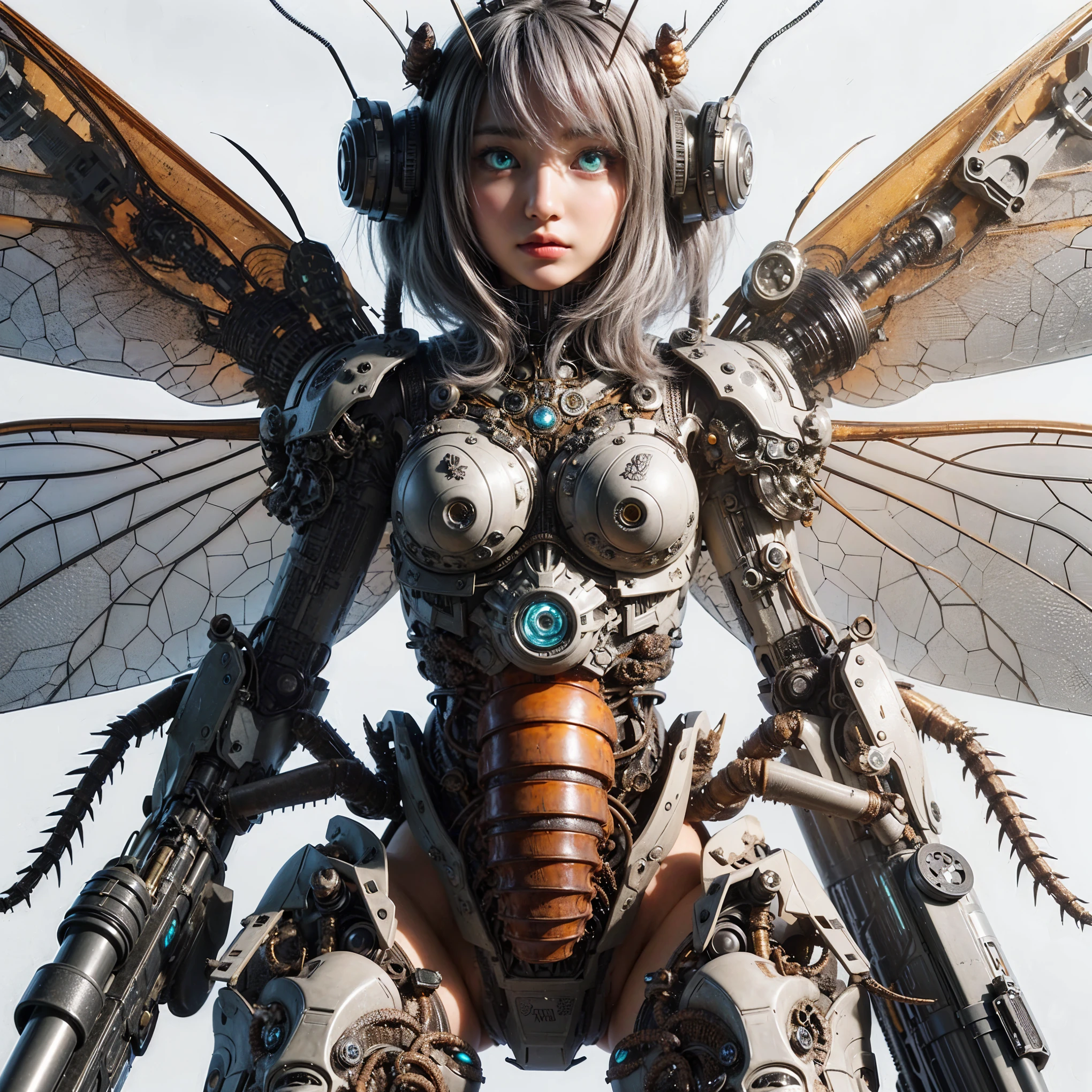 (top-quality:1.2, masterpiece), ultra high res,(Photorealsitic:1.4), (scorpion-like bio animal suit:1.3), heavy weapons,large wings, vivid textures,insect legs, red hair, glowy skin, fur,japanese girl beautiful face, ((super realistic intricate details)), full body shot, globalillumination, octan render, ultrasharp, character edge light, Details of complex ornaments, Acrylic Clear Cover, Hydraulic cylinder