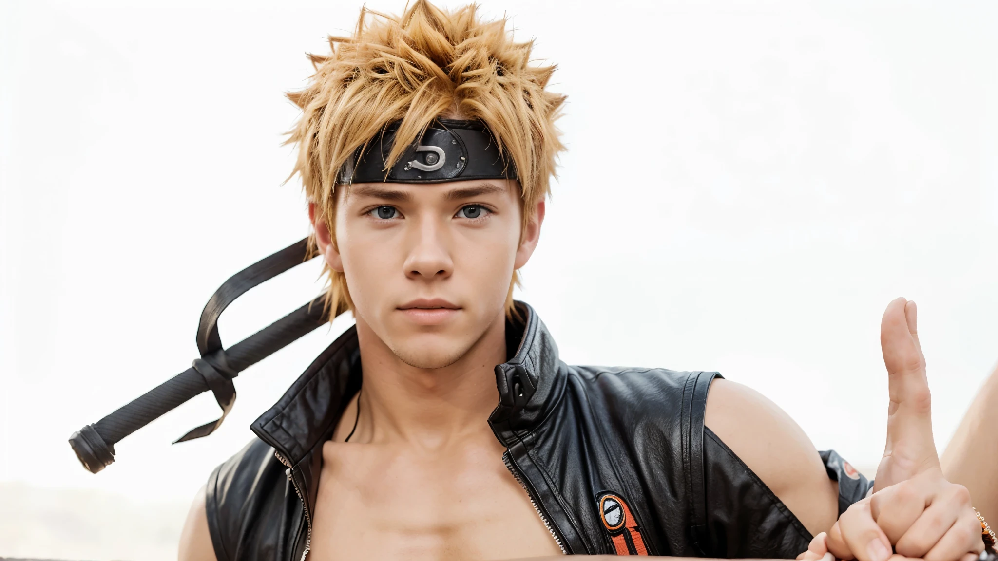 Jeremy Sumpter as Naruto Uzumaki, very handsome, realistic, 18 years old