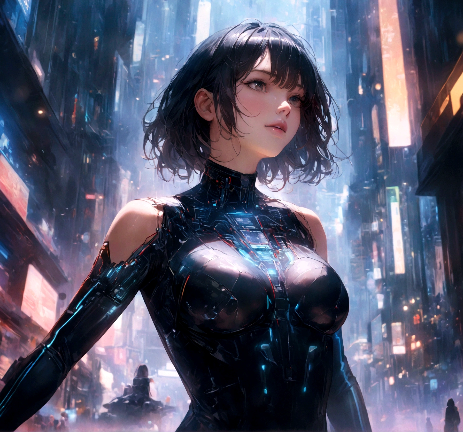 ull body , photographic, realistic, realism, cinematic photo, (wearing lingerie_style made of circuits, wearing_computer_dress, wearing_circuit_dress, futuristic city:1.3), depth_of_field,sexy ErikaBellaQuiron woman, 1girl, gloves, white_gloves, motion_blur, photo_\(medium\), solo,, 35mm photograph, film, bokeh, award-winning, professional, highly detailed, 4k, highly detailed