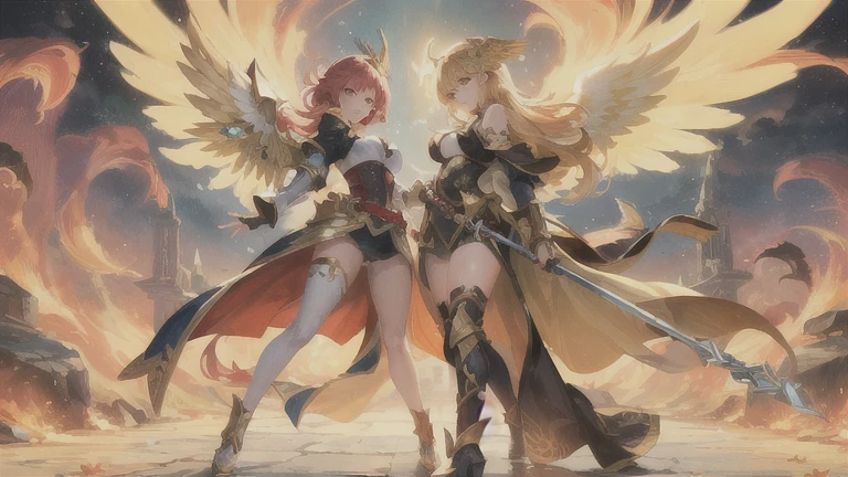best quality)), ((masterpiece)), (detailed), Top quality、Top image quality、masterpiece,Perfect body, Exquisite and detailed facial features,,Full body shot,A woman in a golden costume with wings,Bikini, Angel Gold Armor, majestic angel, angel knight girl, Final Fantasy Tactics Characters, mystical atlantean valkyrie, Mysterious Valkyrie, Blazing Angel, Maple Leaf Story Character Art, With blazing golden wings, Golden Wings, April renderings, Mysterious Valkyrie, A woman in a golden costume with wings的特写, Best Bust、Optimal waist-hip ratio,Best Body Golden Ratio Concept Art Inspired by PwC, Baroque, Angel Gold Armor, majestic angel, angel knight girl, Final Fantasy Tactics Characters, mystical atlantean valkyrie, Mysterious Valkyrie, Blazing Angel, Maple Leaf Story Character Art, With blazing golden wings, Golden Wings, Battle with orcs,Photographic lenses,Ultra wide-angle lens,First person,