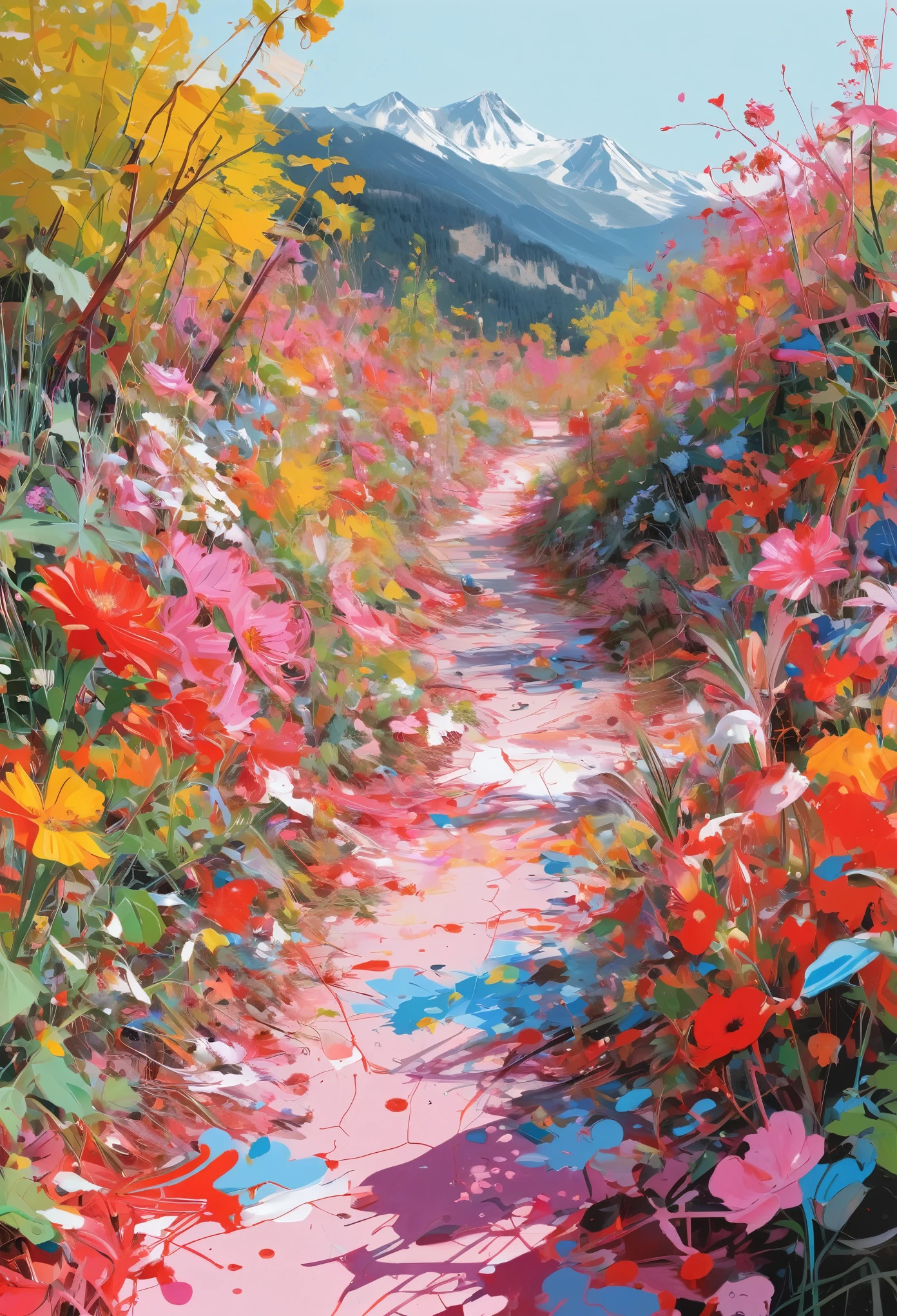 Graffiti, scribble, Comics by Petra Cortright, best quality, masterpiece, landscape artwork, Representative work, official art, Professional, Ultra intricate detailed, 8k, landscape art, colourful background