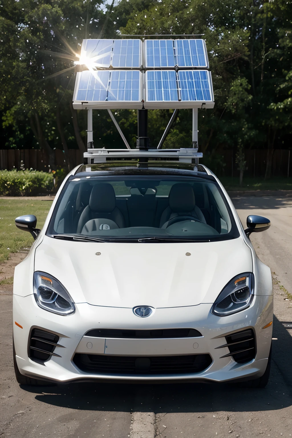 crea una imagen de un automovil con panel solar sustentable