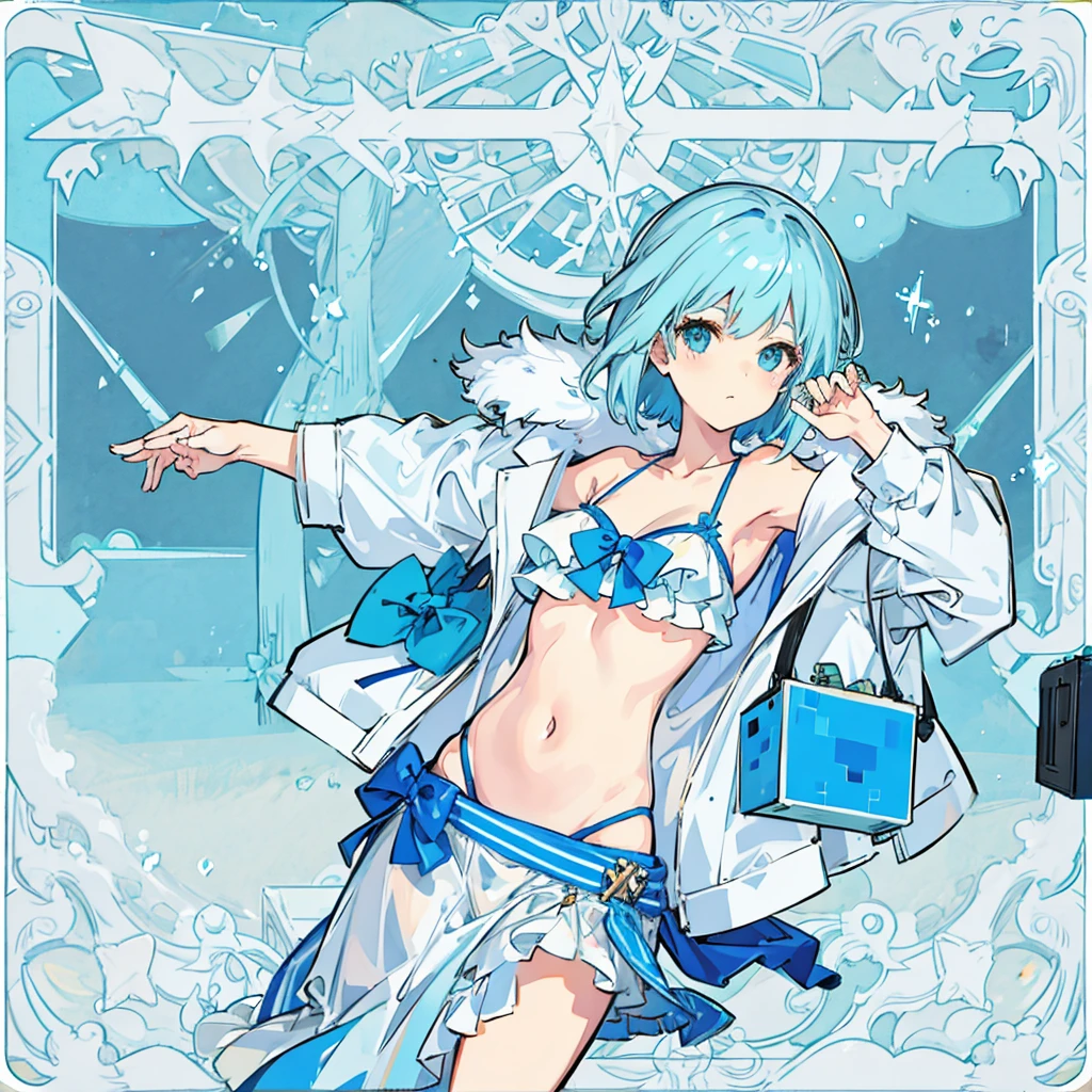 girl,Light blue hair,Bob,Minecraft Bikini