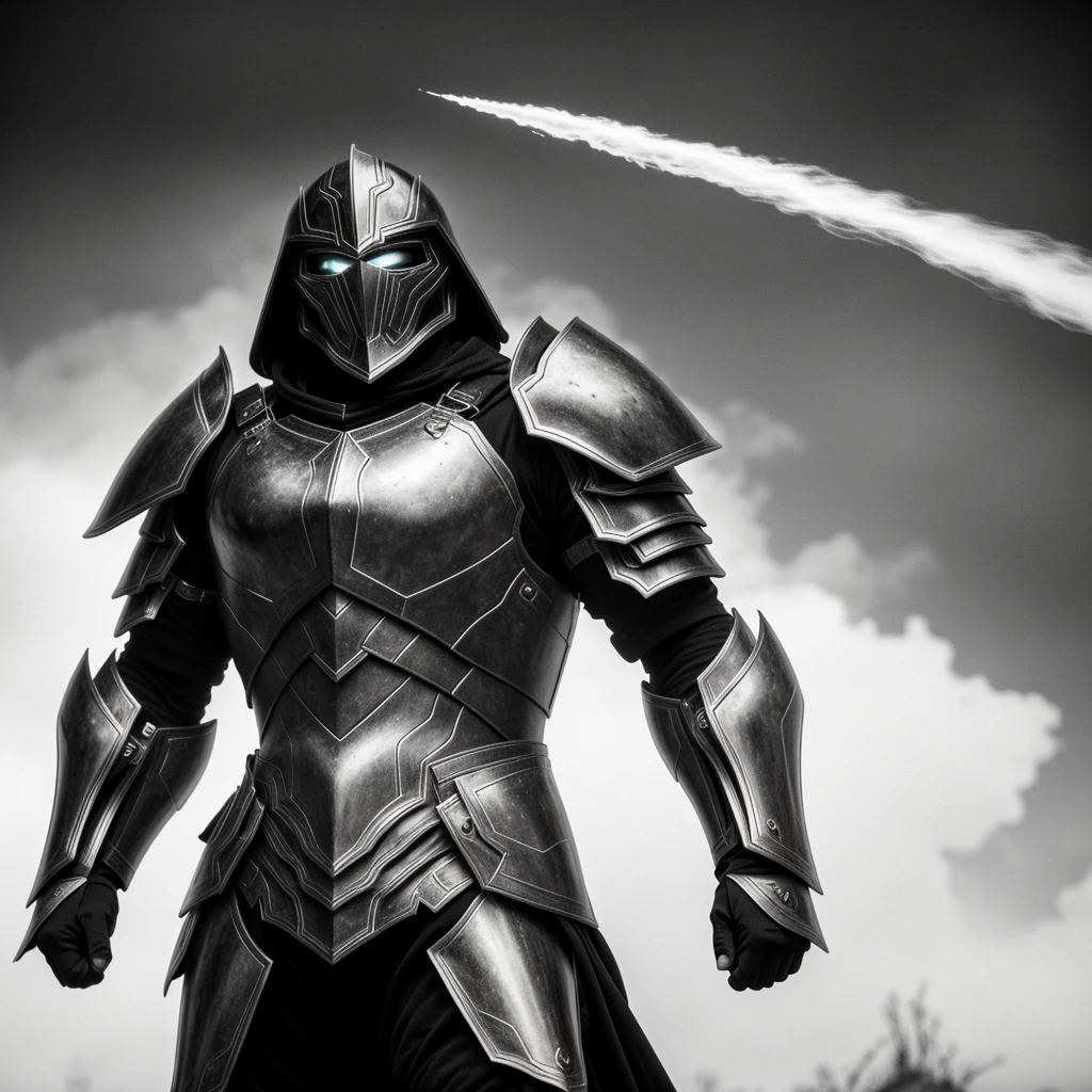 powerful big armor
masterpiece, highly detailed 8k photorealistic raw photography, best quality, low lighting and shadows
a man with futuristic spectral armor of black and white tones, surrounded by a mysterious and enigmatic aura, spectral background, white eyes, white fire comes out of his armor, black and white fire comes out around the armor, the armor is black and white, the background is an abyss with color, the armor is wearing a long tunic, the armor is large, tall and burly, spectral magic around