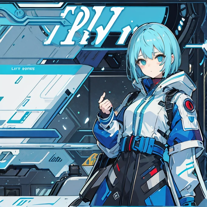 girl,Light blue hair,Bob,Cyberpunk