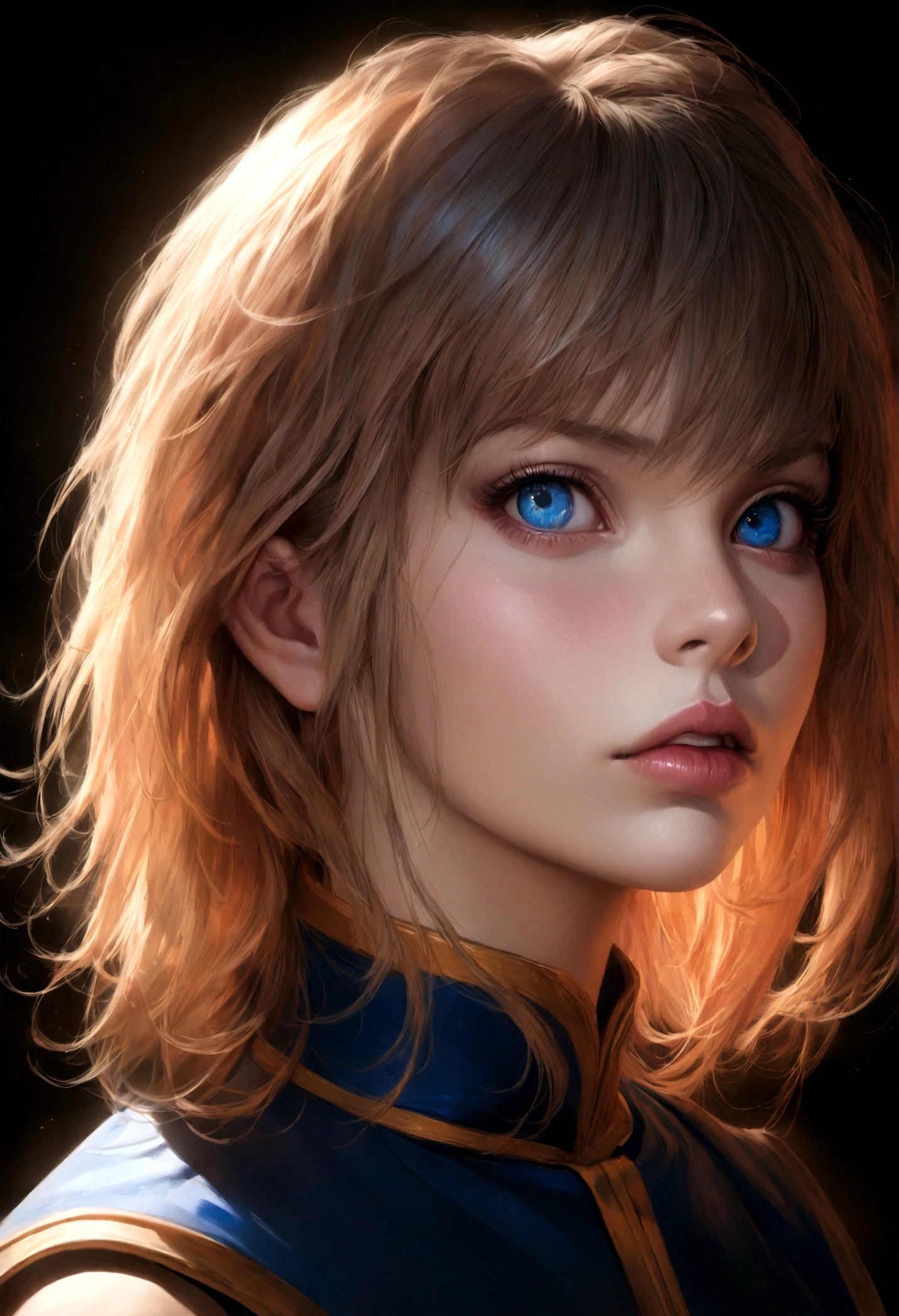A beautiful detailed portrait of Kurapika from Hunter x Hunter, detailed and realistic digital art, beautiful detailed eyes, beautiful detailed lips, extremely detailed face and eyes, long eyelashes, high quality, 8k, hyper realistic, photorealistic, vibrant colors, dramatic lighting, cinematic, fantasy, concept art