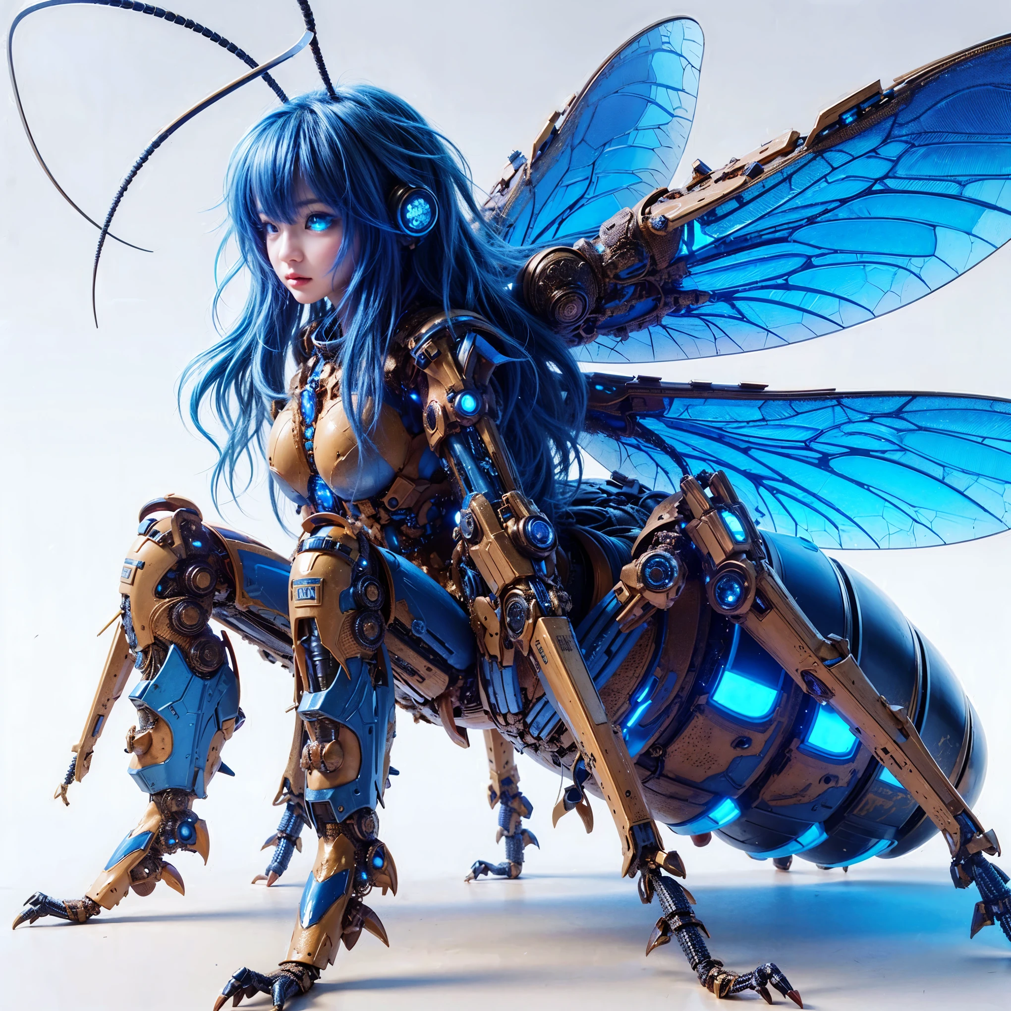 (top-quality:1.2, masterpiece), ultra high res,(Photorealsitic:1.4), (scorpion-like bio animal suit:1.3), heavy weapons,large wings, vivid textures,insect legs, red  hair, glowy skin, fur,japanese girl beautiful face,  ((super realistic intricate details)), full body shot, globalillumination, octan render, ultrasharp, character edge light, Details of complex ornaments, Acrylic Clear Cover, Hydraulic cylinder