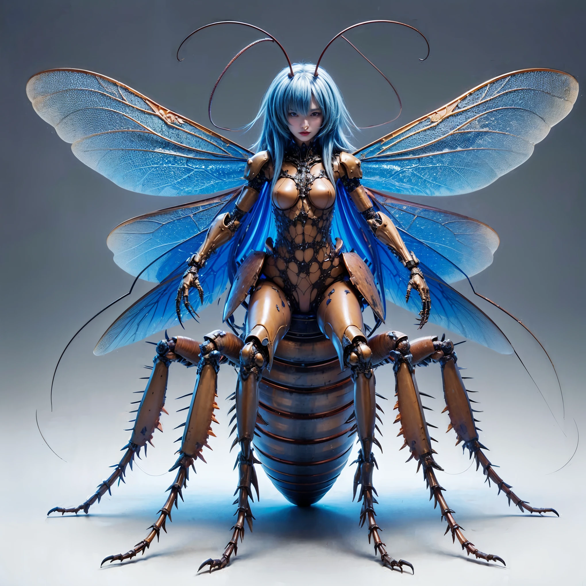 (top-quality:1.2, masterpiece), ultra high res,(Photorealsitic:1.4), (scorpion-like bio animal suit:1.3), heavy weapons,large wings, vivid textures,insect legs, red hair, glowy skin, fur,japanese girl beautiful face, ((super realistic intricate details)), full body shot, globalillumination, octan render, ultrasharp, character edge light, Details of complex ornaments, Acrylic Clear Cover, Hydraulic cylinder