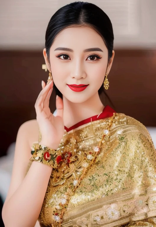 Asian woman Arav in red dress and red bow tie, Ao Dai, traditional chinese, My Anh Tran, wearing red dress, Red dress, wearing a red Cheongsam, Chinese woman, Chinese girl, amazing,  Wearing a red captain&#39;s uniform, fan art, In Lammanh style, Japanese model, Cheongsam, Miko