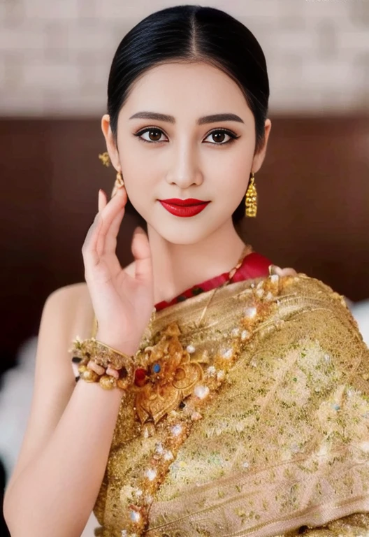 Asian woman Arav in red dress and red bow tie, Ao Dai, traditional chinese, My Anh Tran, wearing red dress, Red dress, wearing a red Cheongsam, Chinese woman, Chinese girl, amazing,  Wearing a red captain&#39;s uniform, fan art, In Lammanh style, Japanese model, Cheongsam, Miko
