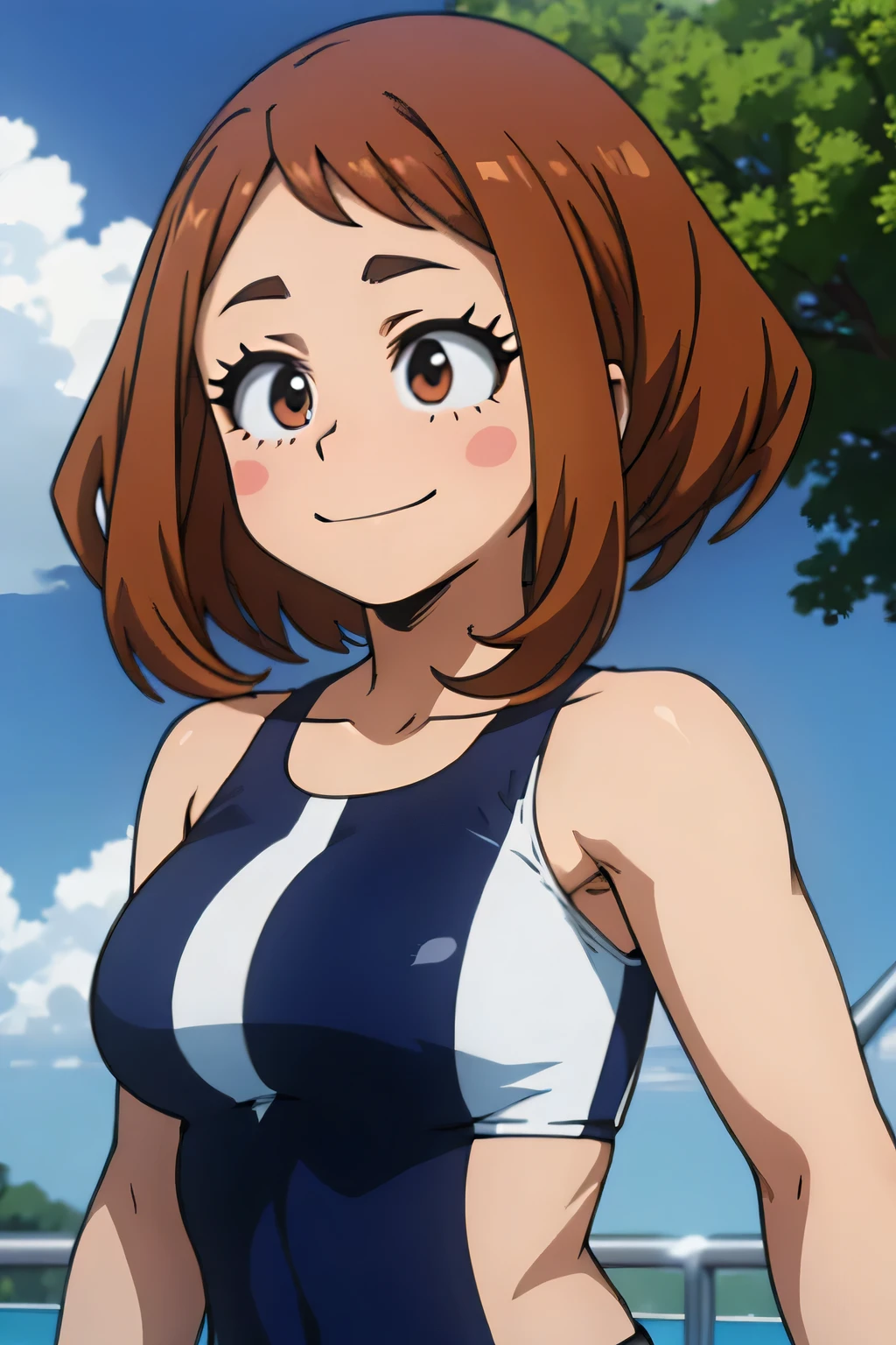 (better quality), ochako uraraka en tenue de piscine, Scornful smile