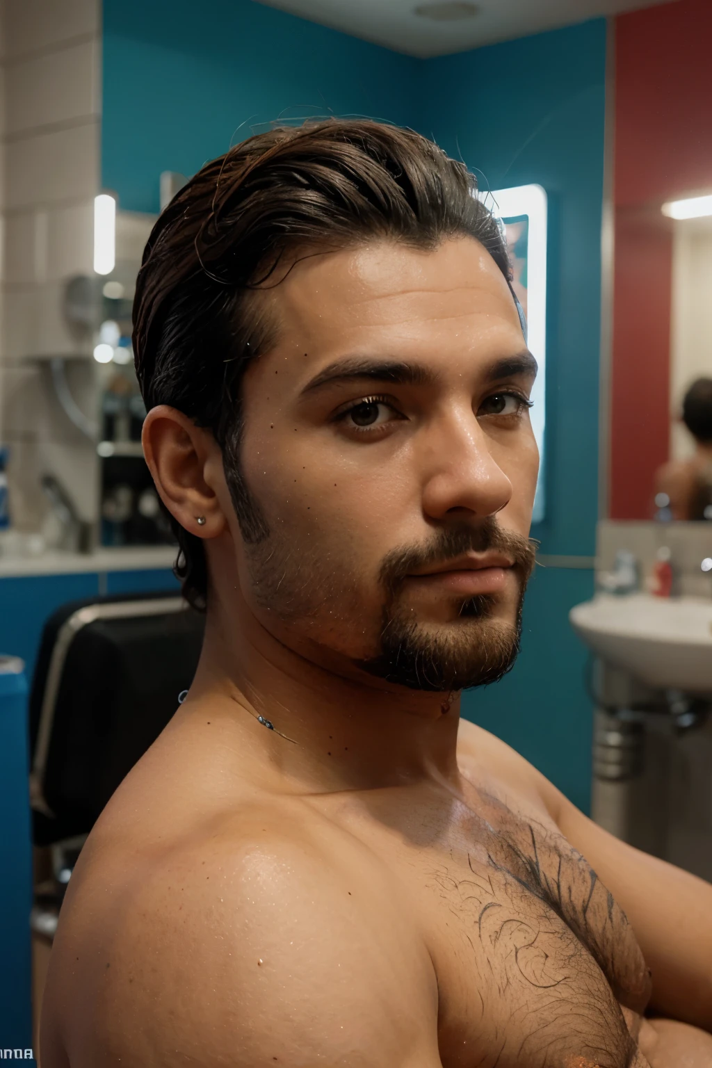 Crie um logotipo em 3D para um barbearia com o nome Zeca Dos Cortes", adicione cores como vermelho branco e azul.