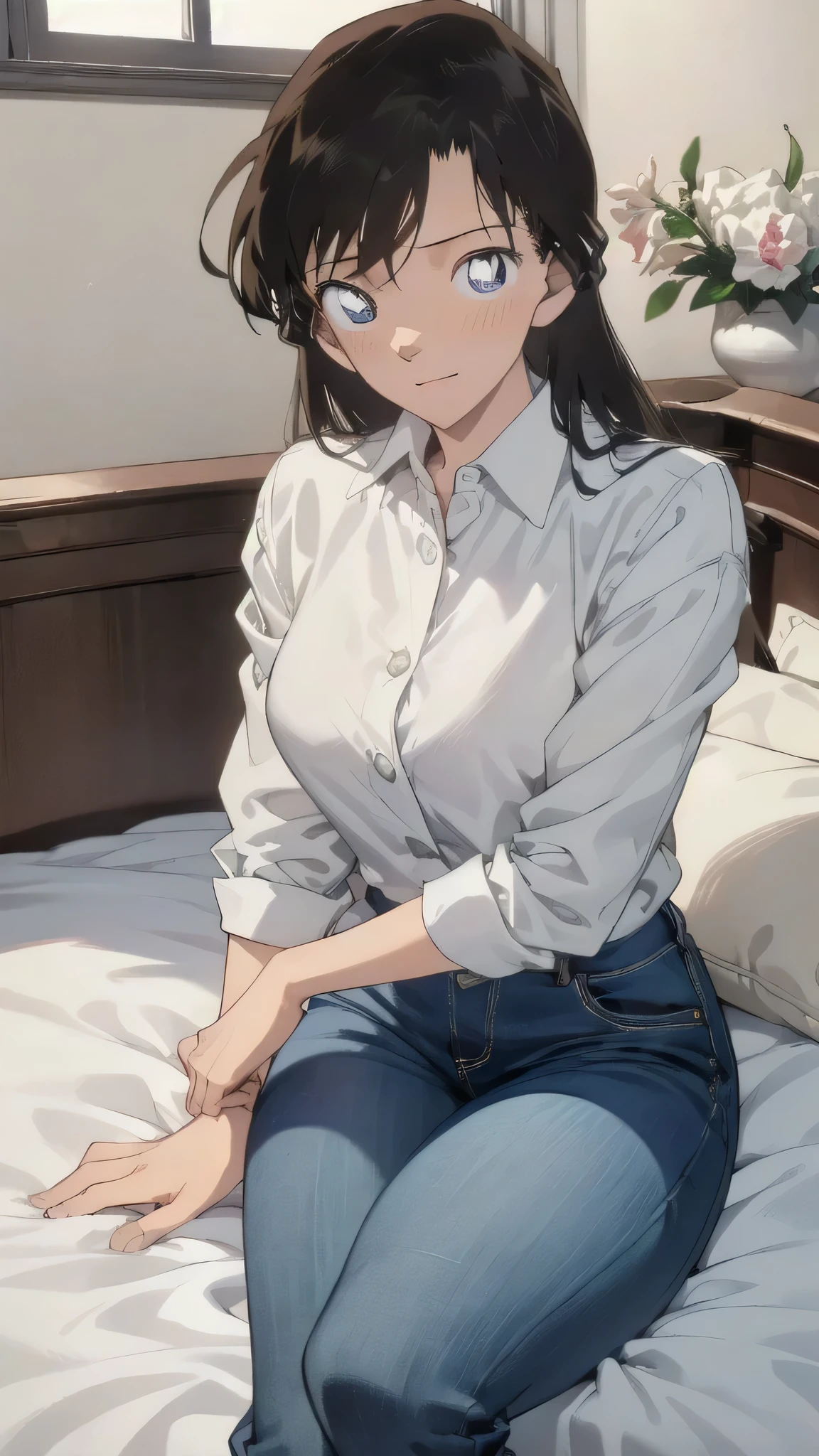 Fine grain, Perfect functionality, (Masterpiece, highest quality, good quality:1.4), Masterpiece, Intricate details,denim pants,white shirt, all fours,crawling ,indoor,bed,bedroom,on the bed,
break masterpiece ,8k unity wallpaper,anime key visual,highest quality, High resolution, (shape:0.8),anime coloring,highly detailed face, detailed eyes,growing eyes,shiny skin,fine skin,white skin,dense skin,detailed hair,highly detailed legs,perfect lighting, Detailed CG, (perfect hands, perfect anatomy),High resolution,(Detailed wear ),slender limbs, delicate curves, dainty hands,figure:0.8,