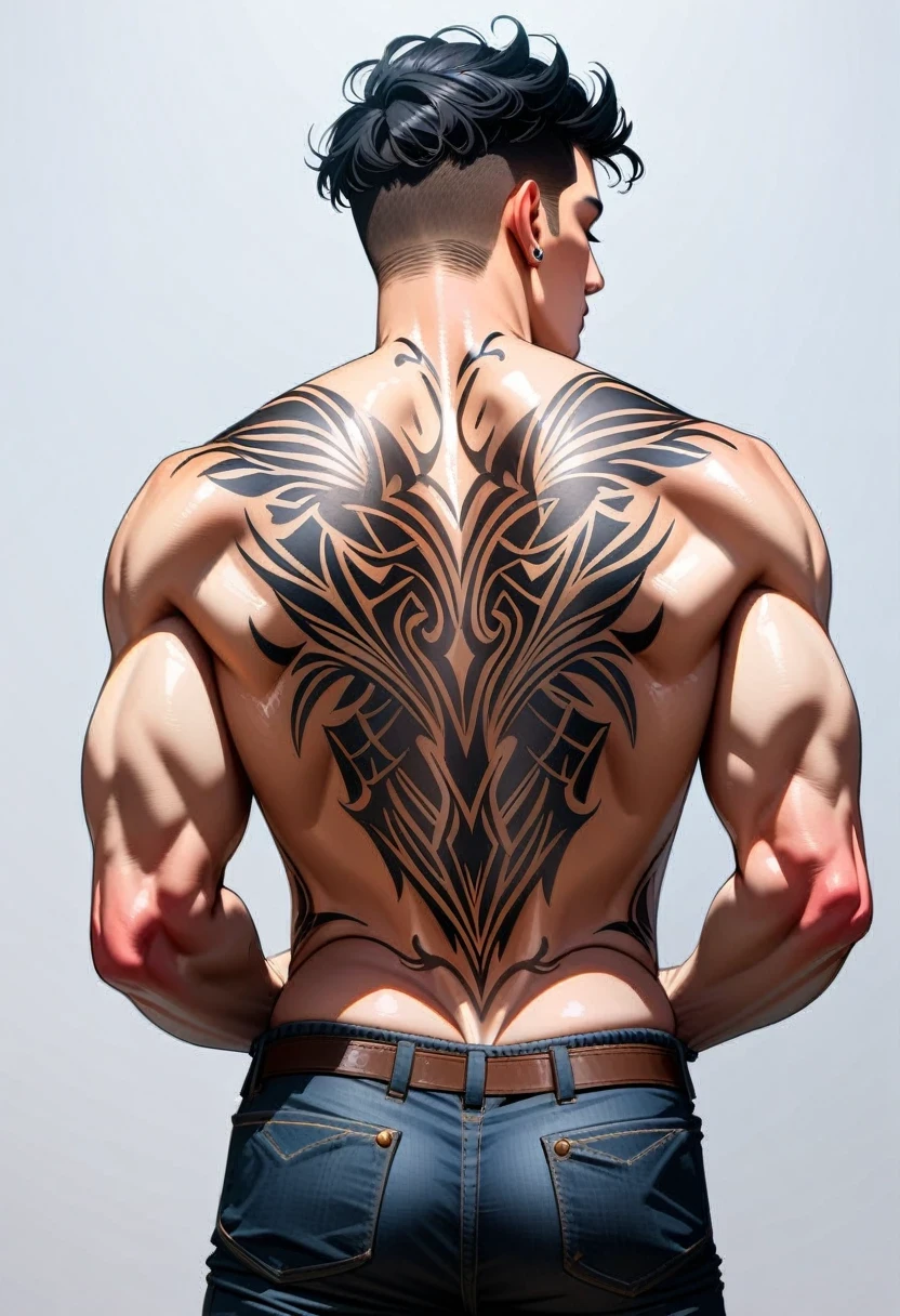 drawing of a minimalist tattoo, 1 male, men's back tattoo, delicately drawn tattoos, ((Masterpiece)), ((Best Quality)), (Very Detailed), (Very Detailed)), 4K, (8K), very aesthetic, absurdres highres,
