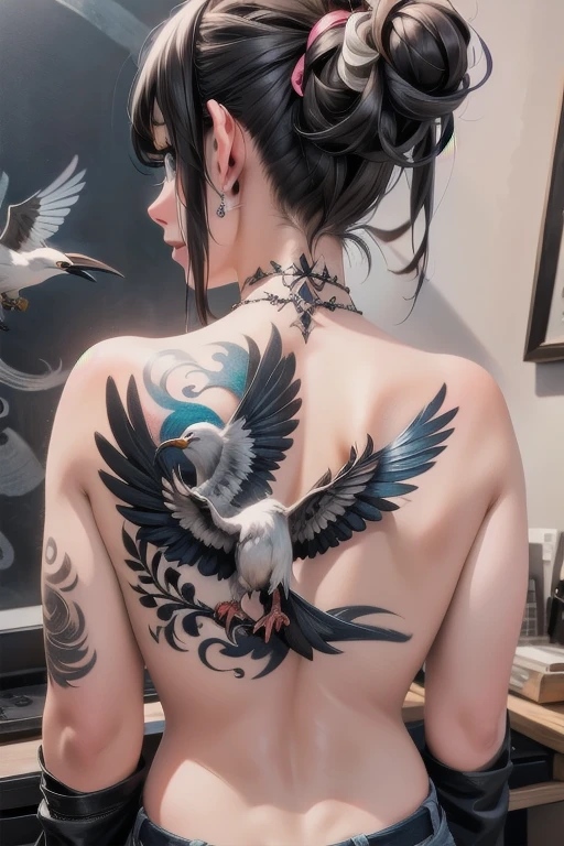 back tattoo, bird tattoo