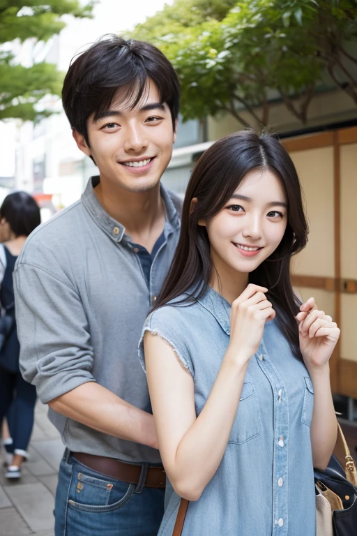 A happy Korean man and a beautiful Japanese woman