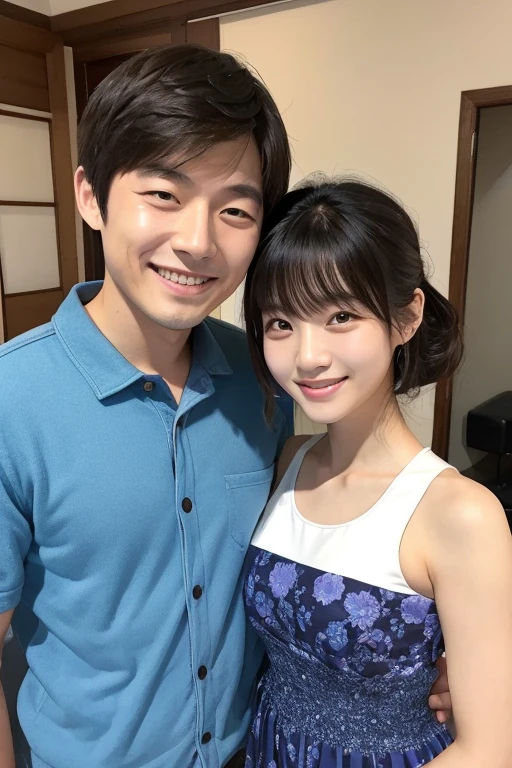 A happy Korean man and a beautiful Japanese woman