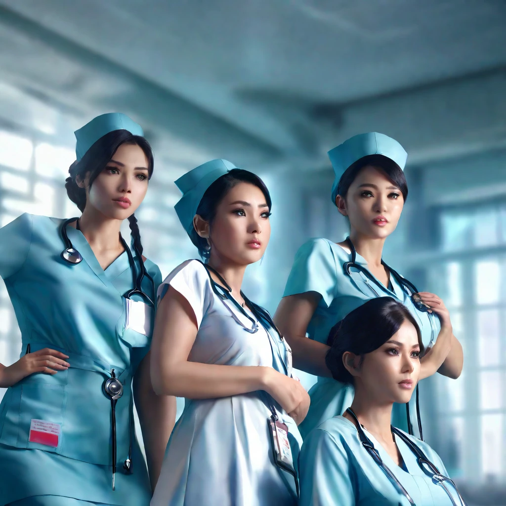 a group of beautiful detailed young malaysian nurses in sexy nurse uniforms, worried expression, gathering around patient, [extremely detailed], (best quality,4k,8k,highres,masterpiece:1.2),ultra-detailed,(realistic,photorealistic,photo-realistic:1.37),HDR,UHD,studio lighting,ultra-fine painting,sharp focus,physically-based rendering,extreme detail description,professional,vivid colors,bokeh,medical,hospital,worried,compassionate,dynamic pose,dramatic lighting
