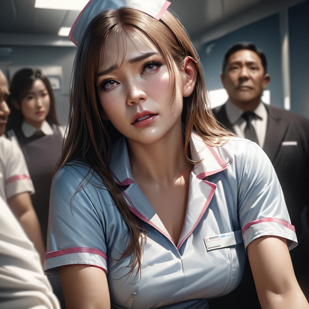 a group of beautiful detailed young malaysian nurses in sexy nurse uniforms, worried expression, gathering around patient, [extremely detailed], (best quality,4k,8k,highres,masterpiece:1.2),ultra-detailed,(realistic,photorealistic,photo-realistic:1.37),HDR,UHD,studio lighting,ultra-fine painting,sharp focus,physically-based rendering,extreme detail description,professional,vivid colors,bokeh,medical,hospital,worried,compassionate,dynamic pose,dramatic lighting
