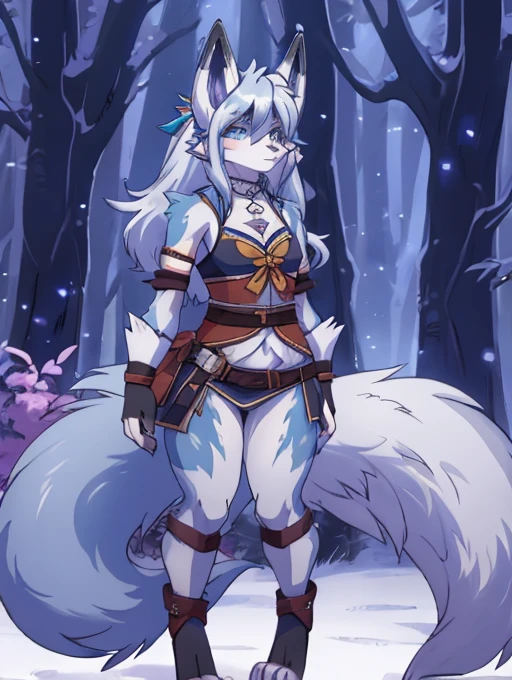 Setsuna, clan de los lobos gelidos, 18 years old women, alta definicion, orejas de kitsune, alta definicion, fullbody picture alta definicion, garras gelidas, 