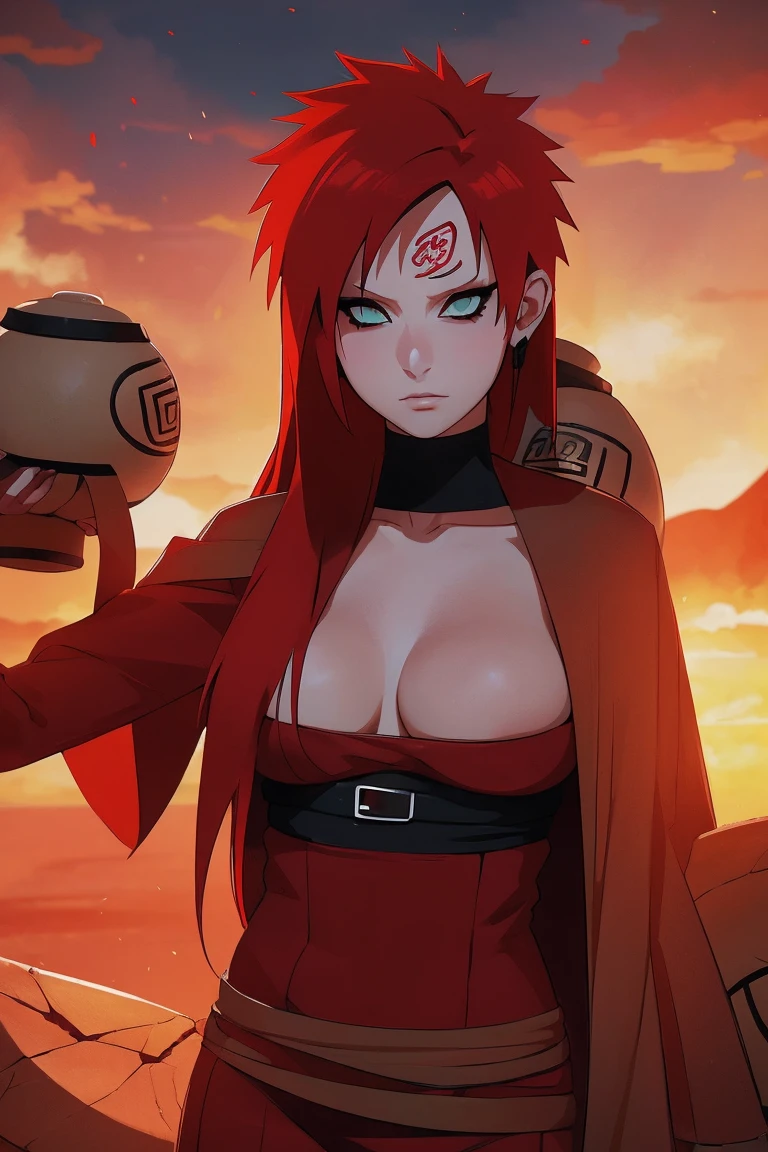 (Absurd, high quality, ultra -compared, careful with the hand) 1 woman, large breats, long red hair, gaara daughter, sexy ( Gaara/Naruto)