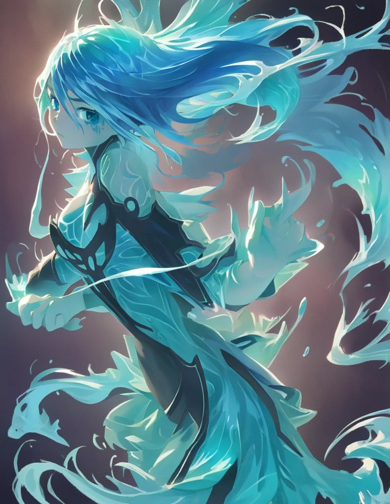 Chica anime con cabello azul y tatuajes en un traje azul., escamas azules que cubren su pecho, demonio de agua, Elemento aguaal, fondos de pantalla anime azul agua, luminous Elemento aguaal, tendencia en artstation pixiv, arte de anime digital detallado, chica monstruo anime, arte de anime detallado, iridescence Elemento aguaal, asian female Elemento aguaal, Elemento agua