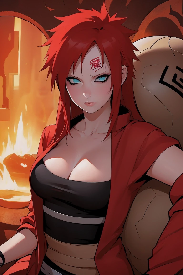 (Absurd, high quality, ultra -compared, careful with the hand) 1 woman, large breats, long red hair, gaara daughter, big tits ( Gaara/Naruto)