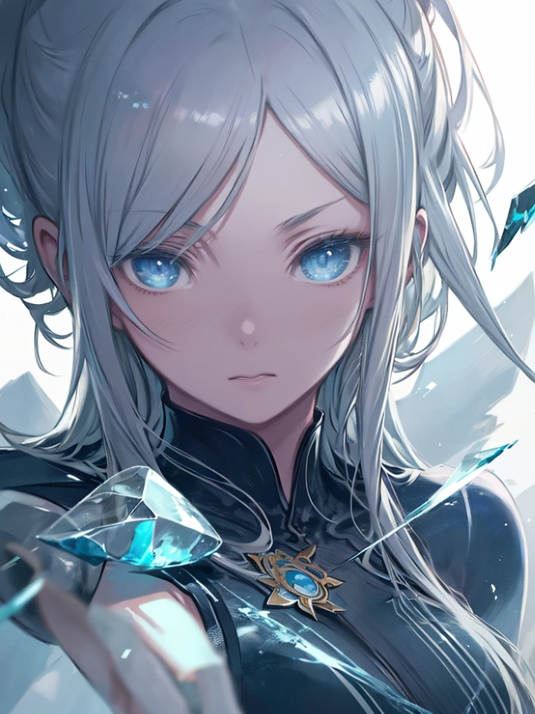 ,1 girl、Yellow Hair, blue eyes, complicated, elegant, Very detailed, Majestic, Digital photography, Artgerm、Ruan Jia、Art by Greg Rutkowski, Broken glass (masterpiece, Side lighting, Beautifully detailed eyes: 1.2 ), High resolution,