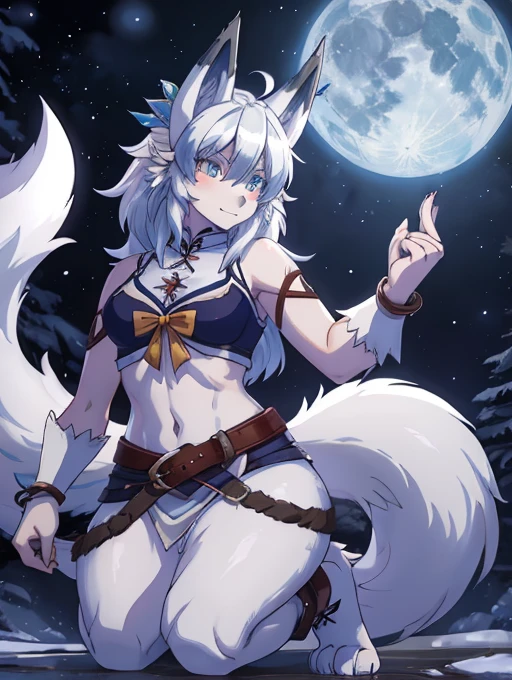 Setsuna, clan de los lobos gelidos, 18 years old women, alta definicion, orejas de kitsune, alta definicion, fullbody picture alta definicion, garras gelidas, 