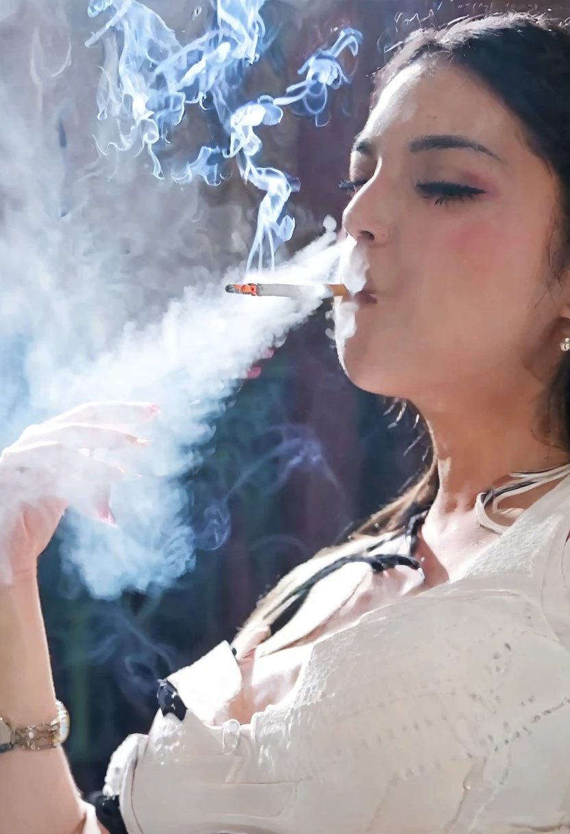 a japanese teen girl smoking cigarettes very fast, sucking extremely hard on cigarette, the cigarette ash is growing very long, piercings, very skinny, huge breasts, pain, lying in a bathtub, teenager, in high school, smoke in mouth, deep inhale, lots of cigarette ash, ash everywhere, agony and fear, intense drag, cheek hollowing drag, deeply inhaling smoke, nose exhale, smoke coming out of nose