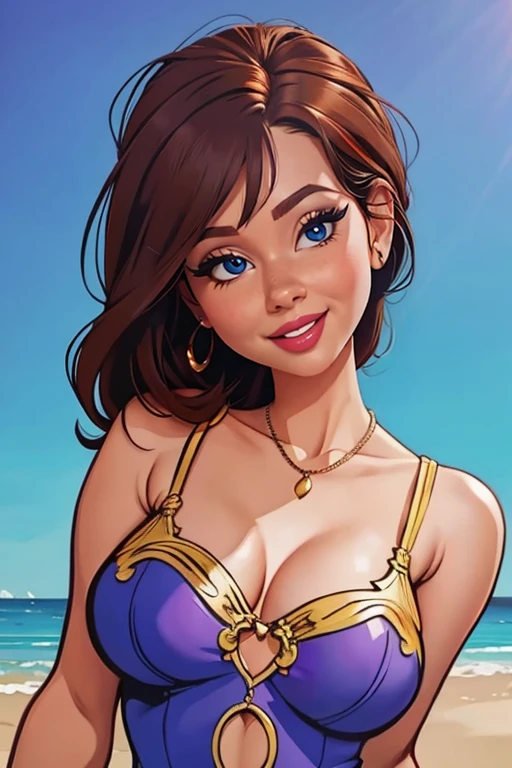 um close de uma mulher com um colar e um colar, no estilo da Pintura Digital, in digital illustration style, pintura digital vibrante, no estilo da arte digital, arte digital pintada, arte digital de retrato, estilo pintura digital, pintura digital colorida, seu rosto emoldurado por cachos, pintura digital sensual, cor posterizada, # 1 pintura digital de todos os tempos