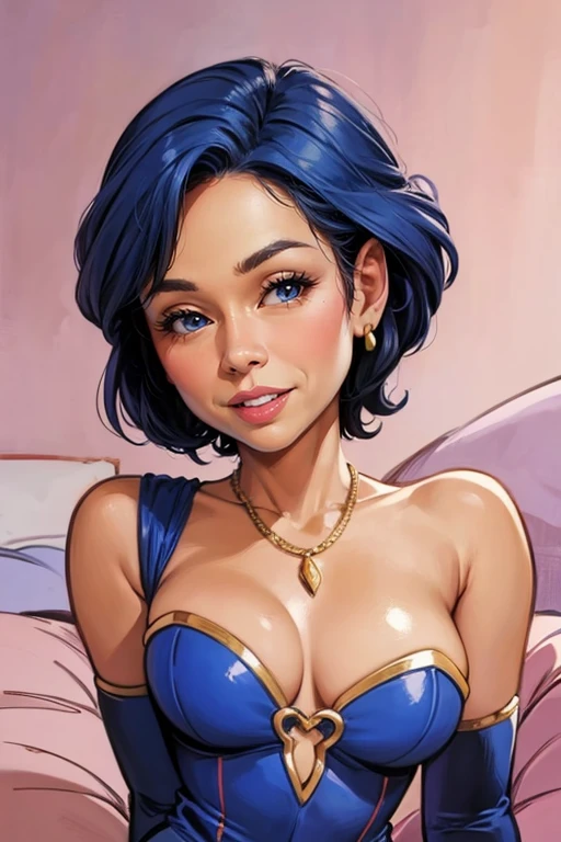 um close de uma mulher com um colar e um colar, no estilo da Pintura Digital, in digital illustration style, pintura digital vibrante, no estilo da arte digital, arte digital pintada, arte digital de retrato, estilo pintura digital, pintura digital colorida, seu rosto emoldurado por cachos, pintura digital sensual, cor posterizada, # 1 pintura digital de todos os tempos