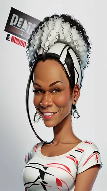 um desenho de uma mulher com cabelos cacheados e um colar, seu rosto emoldurado por cachos, in digital illustration style, desenhado com photoshop, arte digital de retrato, com afro, digital sketch, arte digital de um elegante, great digital art with details, portrait of beyonce, retrato estilizado h 0, sketch black and white colors