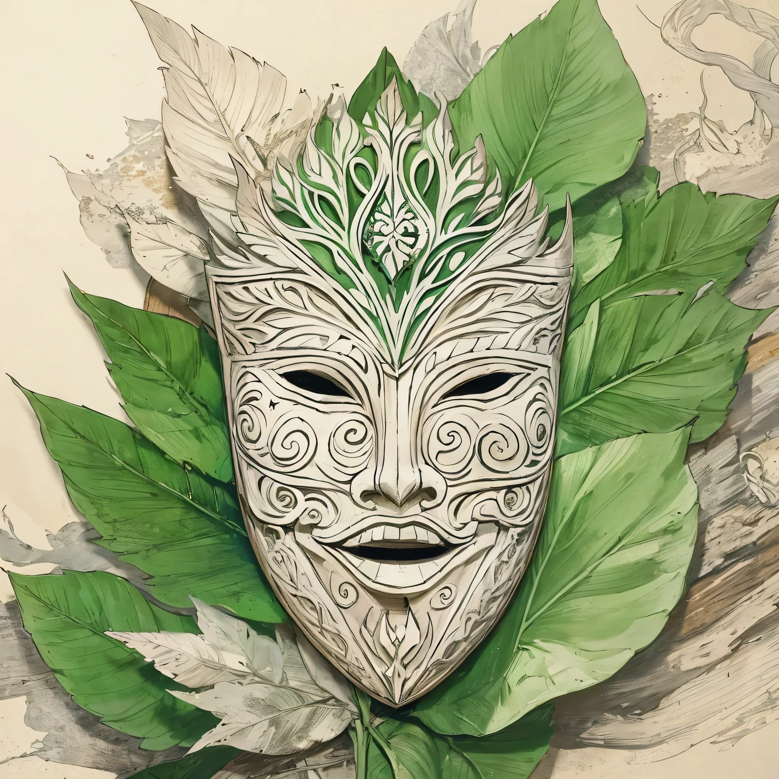 Estilo medieval D&D, wooden mask