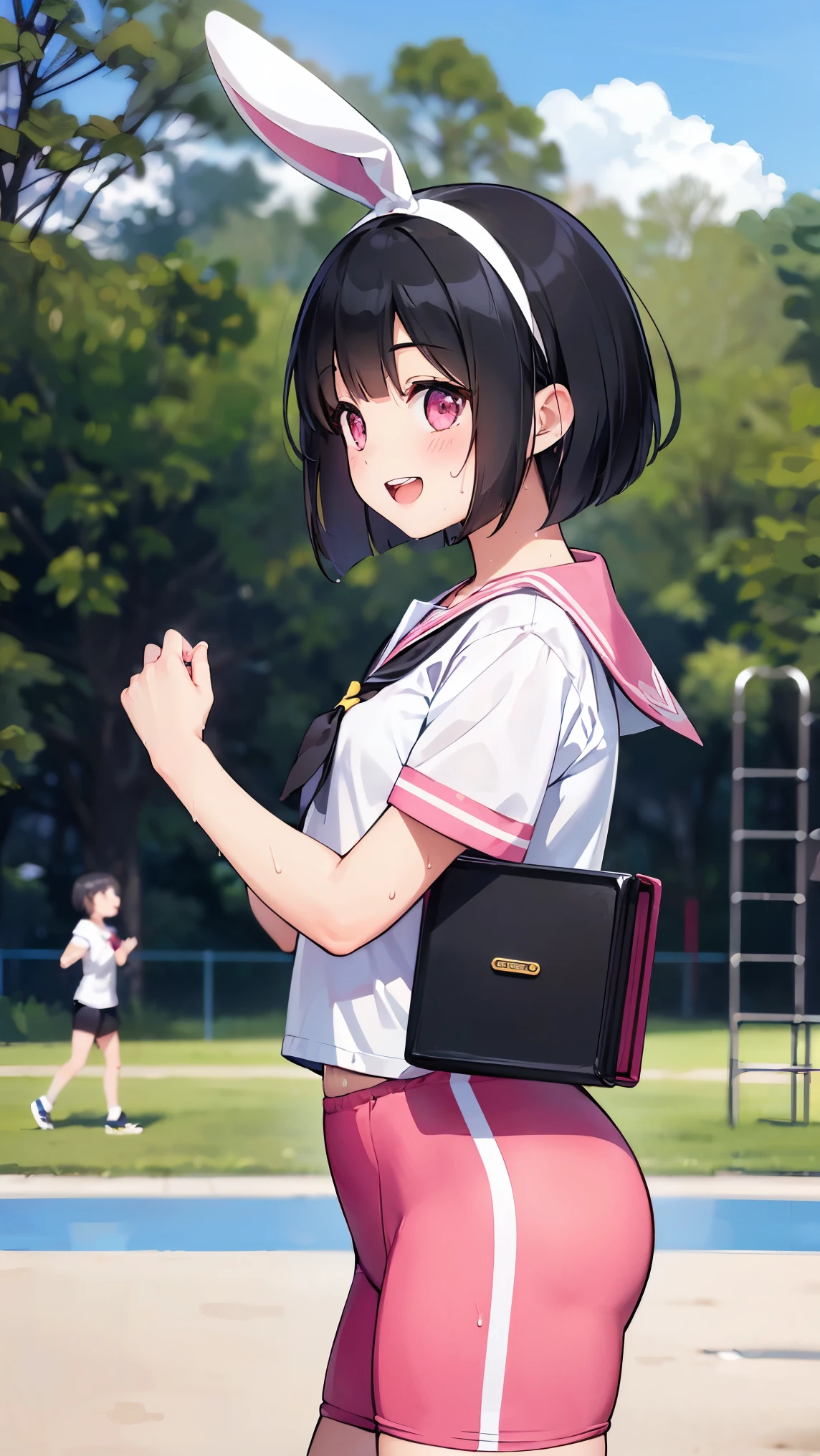 (masutepiece, Best Quality, Capture super cute moments, depth of fields, ultra-detailliert, Ultra High Resolution, C4D, Octadale, 3D Modeling, 8K, 16 K, girl with、a junior high school student、A dark-haired、short-hair、straight haired、Light brown eyes、hair adornments、wearing black glasses、cute  face)、baseball field、night starly sky、Night games、Baseball Uniforms、Baseball Cap