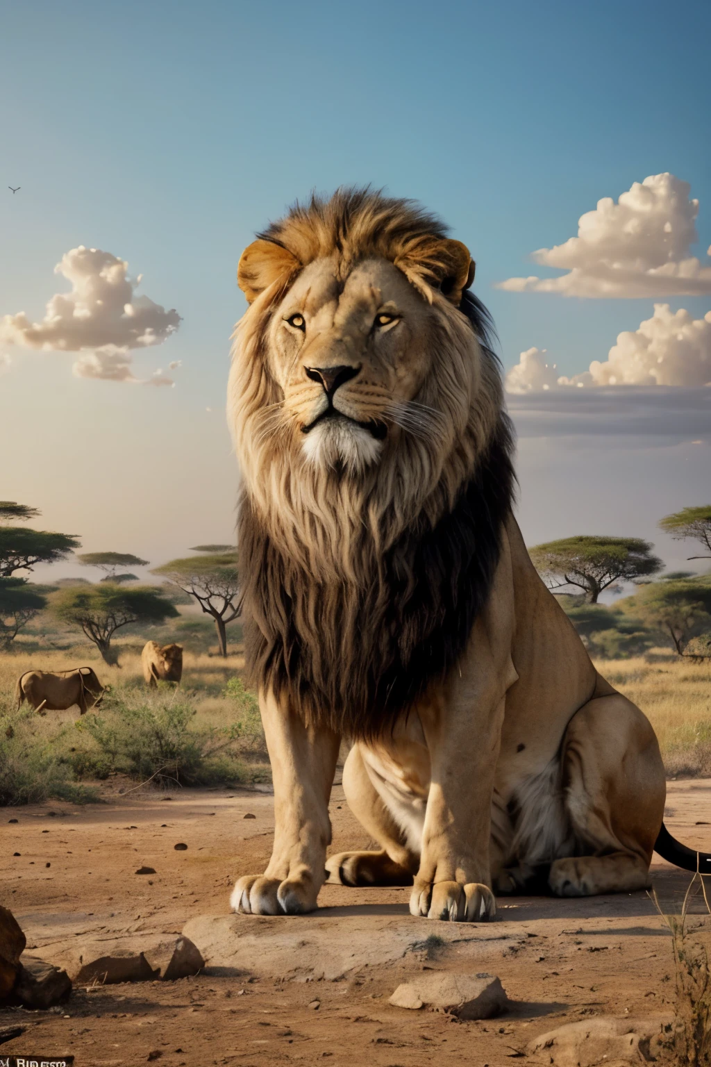 A very old lion, ((aged and wizened)), ((hyperrealistic)), with a mane of silver and grey, sits majestically amidst a pride of lionesses. His eyes, filled with wisdom and experience, gaze intently across the savannah. The lionesses, with their sleek, golden fur, circle around him protectively, their powerful bodies poised for action. This masterful image captures the essence of a proud and ancient king in his natural habitat, a prime example of the raw beauty and power of the African wilderness.

((Quality exceptional)), ((masterpiece)), ((true to reality)), Reminiscent of a scene straight out of The Lion King, this antique