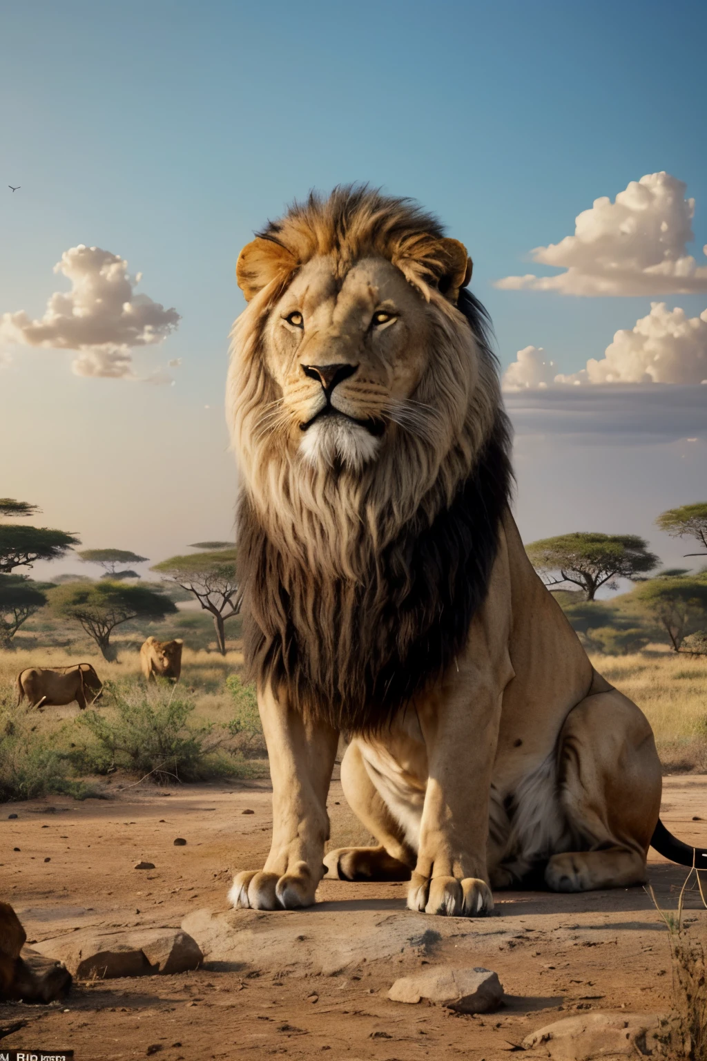 A very old lion, ((aged and wizened)), ((hyperrealistic)), with a mane of silver and grey, sits majestically amidst a pride of lionesses. His eyes, filled with wisdom and experience, gaze intently across the savannah. The lionesses, with their sleek, golden fur, circle around him protectively, their powerful bodies poised for action. This masterful image captures the essence of a proud and ancient king in his natural habitat, a prime example of the raw beauty and power of the African wilderness.
((Quality exceptional)), ((masterpiece)), ((true to reality)), Reminiscent of a scene straight out of The Lion King, this antique