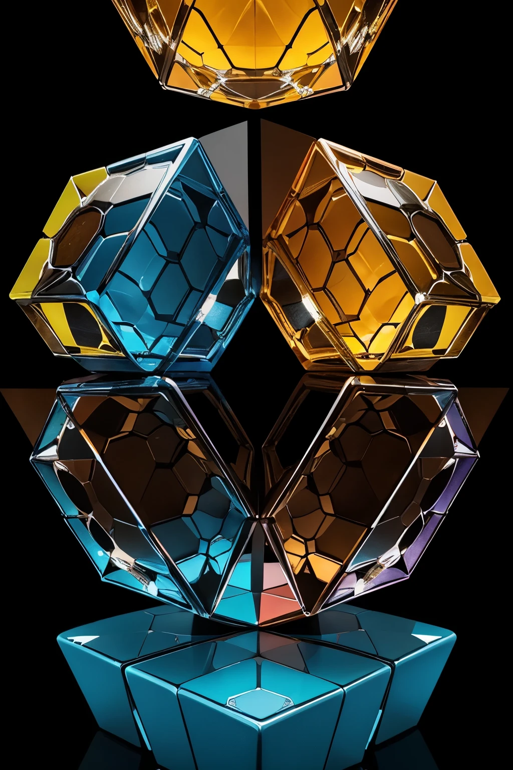 60 hexagons together side by side forming a square with a group of 12 hexagons of different colors