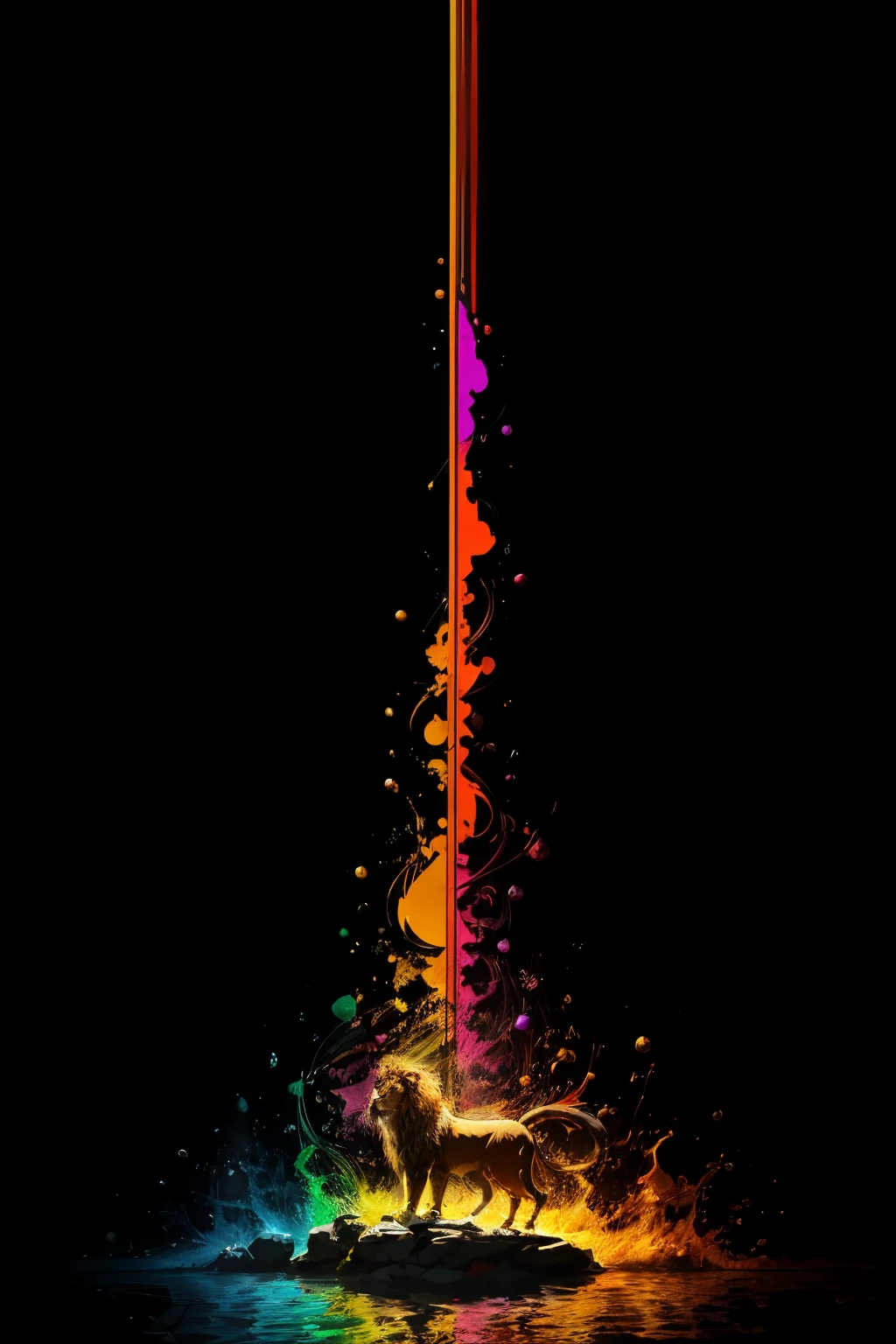 High-Definition, 16:9 Image: A Majestic Lion Sips from a Vibrant River, adorned with my Logo @mara.kan200 in Multiple Colors.
The lion, a symbol of power and royalty, is depicted with a regal demeanor as it quenches its thirst, creating an awe-inspiring sight. The river, teeming with life and energy, is a symphony of colors, reflecting the vibrant world around it. My logo, tastefully integrated, adds a pop of color, making it stand out while maintaining the harmony of the scene. The colors used are not just ordinary, but a blend of