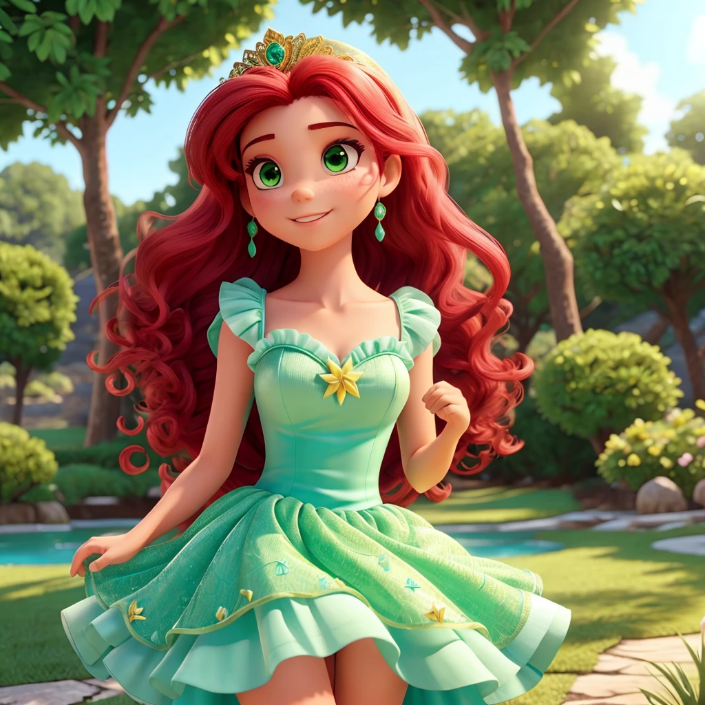 Princesa ariel vestido verde cabelos vermelhos