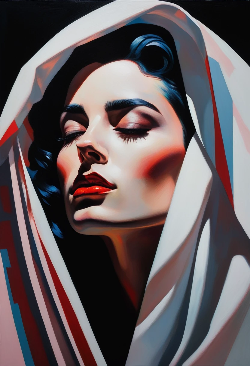 chiaroscuro technique on sensual illustration of an arafed man in white blanket, sexy masculine, model with attractive body, inspired by Ludovit Fulla, mid-shot of a hunky, the model draped in flowing, thick oil painting by Harumi Hironaka, extremely soft colors, vibrant, highly detailed, malcolm liepke painting, oil on canvas, high contrast, dramatic, refined, tonal, Create high contrast between light and shadow by Leon Polk Smith, memphis abstract minimal art, graphic shapes, minimal art, blue and red, minimal art style, bauhaus art, inspired by El Lissitzky, bold simple shapes, shadow