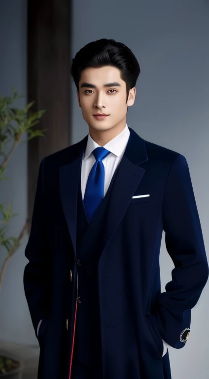 Aarav stood in front of a bamboo tree., Close-up of a person in a crimson, blue and blue outfit., Good quality, expensive silk, wearing a Blue coat, Inspiration from Zhang Han, Wear ancient Chinese clothes, Inspired by Gu An, Blue coat, Blue coats, A dragon-inspired robe., Who is Xi Wu?, เสื้อคลุมและBlue coat คุณภาพภาพถ่าย 8k, 3-D,) Shot with a high quality Fuji 45 camera.,000,000 Pixel, realistic light colors, Whole body wuxia, with Zhao Yun's ancient Chinese clothing, Inspiration from Zhang Han, Inspired by Gu An, Hess Jinyao, handsome prince, Hanfu, Inspiration from Guan Tao Sheng, Yanjun Chengt, Masam, Wear ancient Chinese clothes, Inspiration from Emperor Xuande,
