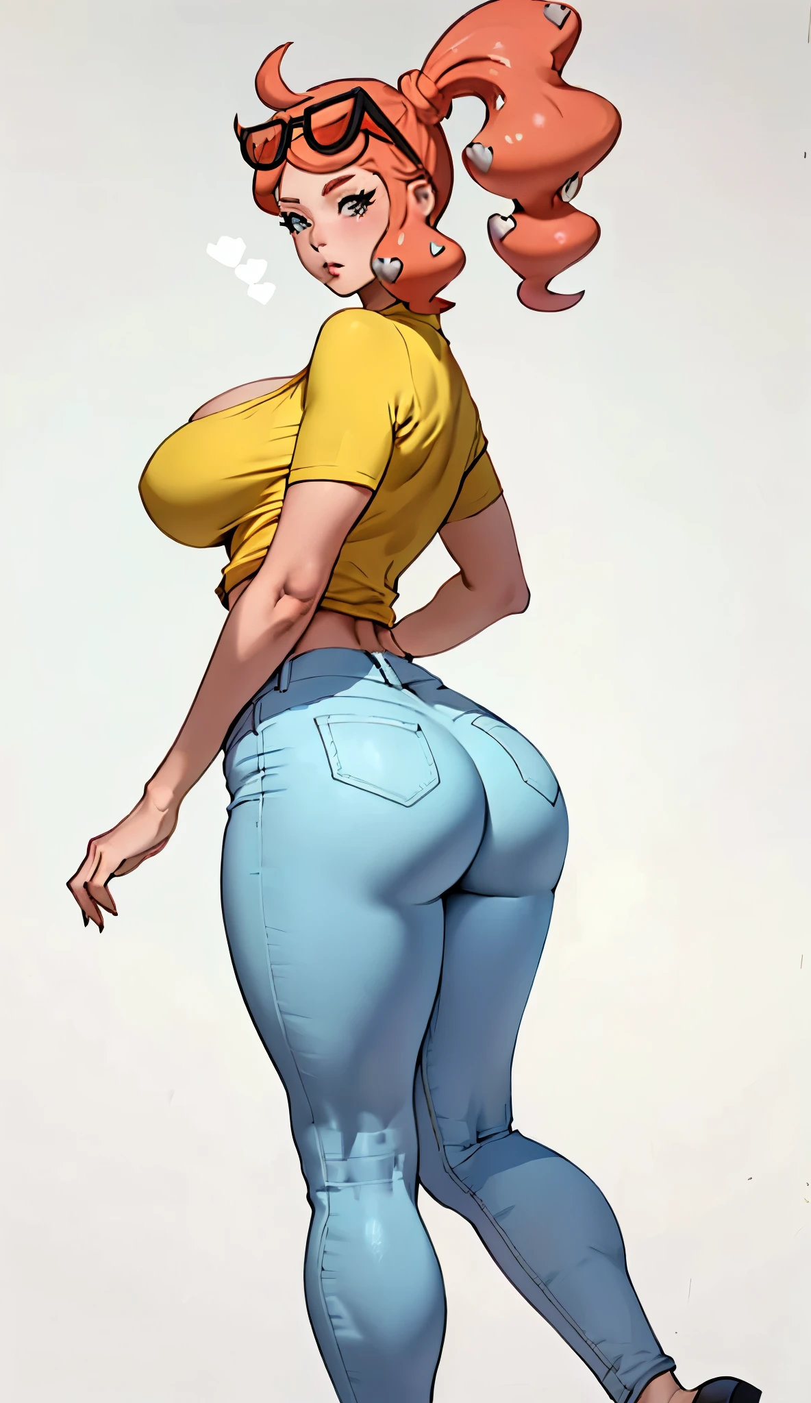 Sonia from pokemon, huge breasts, sexy body, perfect ass, hi quality, masterpiece, tight pants, camisole, pristine white lab background, animal cages